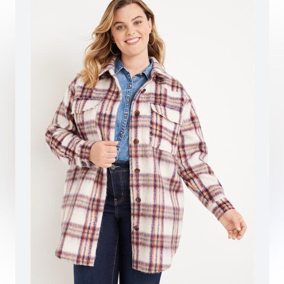 Maurice’s Faux Wool Plaid Shacket - Picture 1 of 4